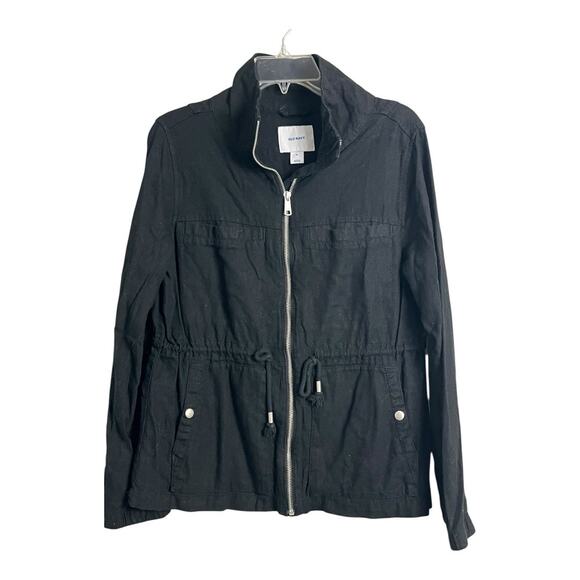 Old Navy black linen blend jacket medium M Preppy Twee Casual Basic Normcore - Picture 5 of 7